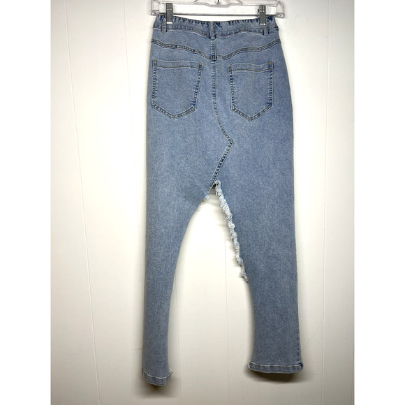 Queen Maria Asymmetric Denim Jean Skirt Size Small Raw Hem Festival Western - Picture 2 of 10